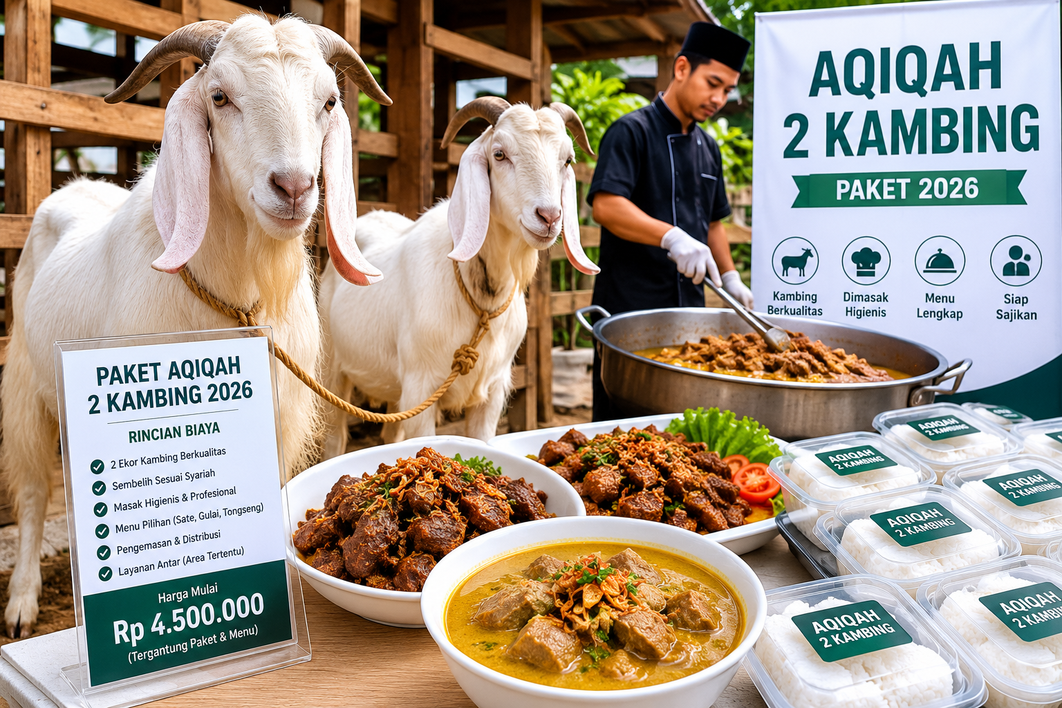 paket aqiqah 2 kambing 2026 perbandingan harga dan menu