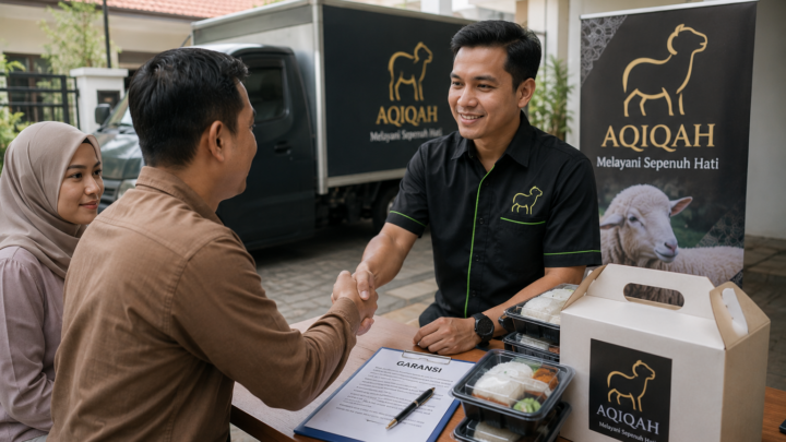 kurir mengantar paket dari vendor aqiqah garansi tepat waktu