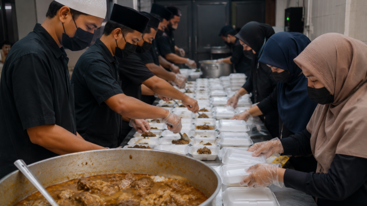 proses daging aqiqah dimasak di dapur yang higienis