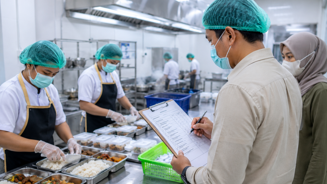 kru dapur menerapkan higienitas dapur vendor aqiqah