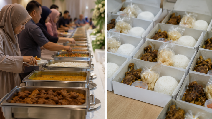 kemasan rapi nasi kotak atau prasmanan untuk acara aqiqah