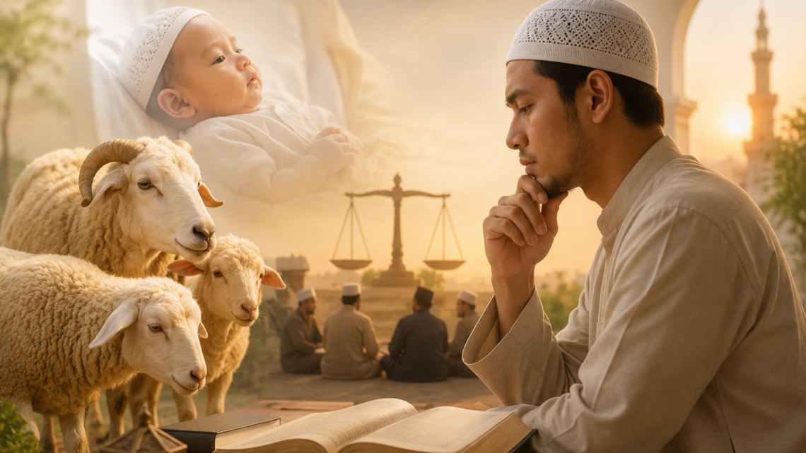 ilustrasi hukum menggabungkan qurban dan aqiqah dalam fiqih islam