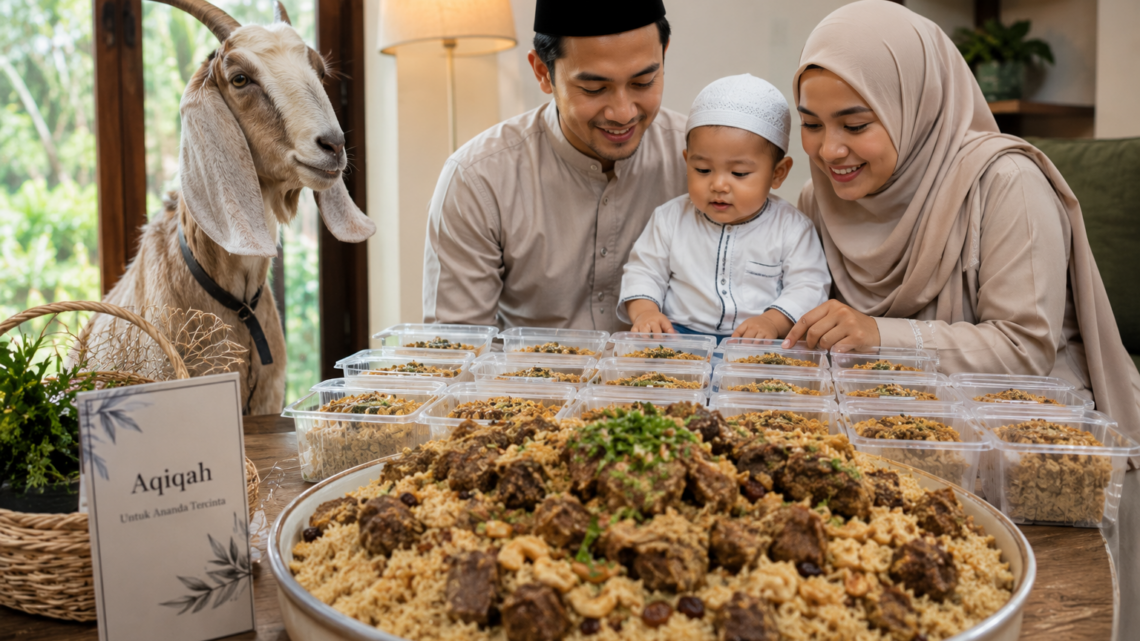 Biaya Aqiqah Anak Laki-Laki 2026 dengan menu nasi kebuli menggunakan dua ekor kambing berkualitas