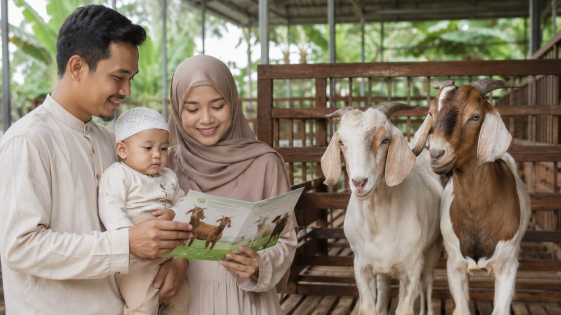 Biaya Aqiqah Anak Laki-Laki 2026 dengan dua ekor kambing sehat yang dipersiapkan sesuai syariat Islam untuk pelaksanaan aqiqah.