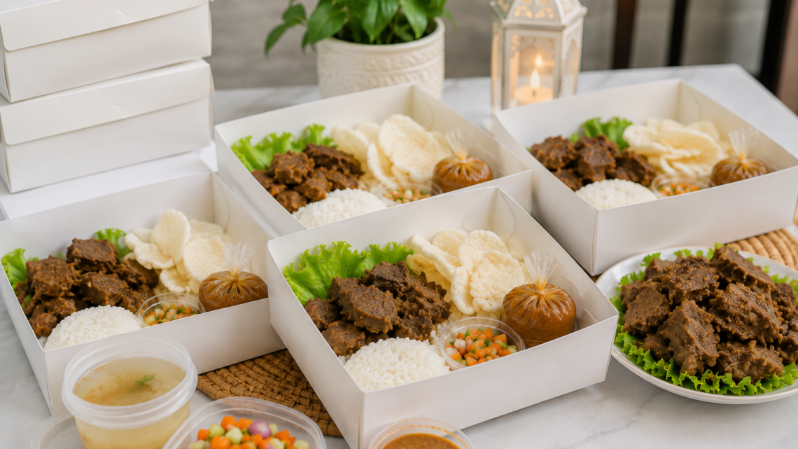Harga Paket Aqiqah Tangerang dengan nasi box lengkap, olahan kambing berkualitas, dan penyajian higienis untuk acara aqiqah