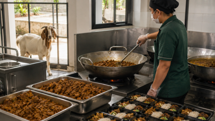 Proses memasak kambing aqiqah dalam layanan Biaya Aqiqah Anak Laki-Laki 2026 oleh juru masak profesional.