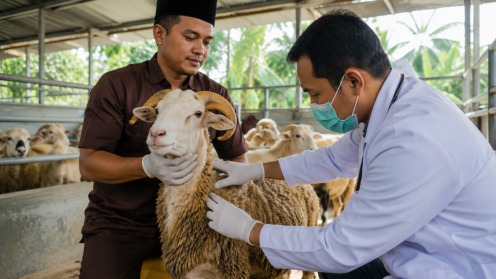 Pemeriksaan Hewan Aqiqah oleh petugas pada kambing sebelum penyembelihan
