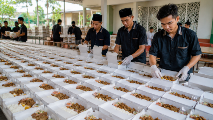 Paket Aqiqah 200 Box berisi nasi box dengan olahan kambing, lauk pelengkap, dan kemasan higienis untuk acara aqiqah.