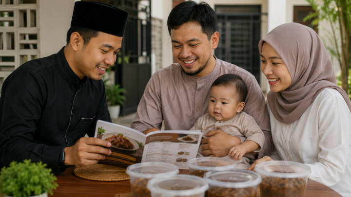 Paket aqiqah anak laki-laki 2026 dengan kambing berkualitas dan hidangan siap saji untuk keluarga.