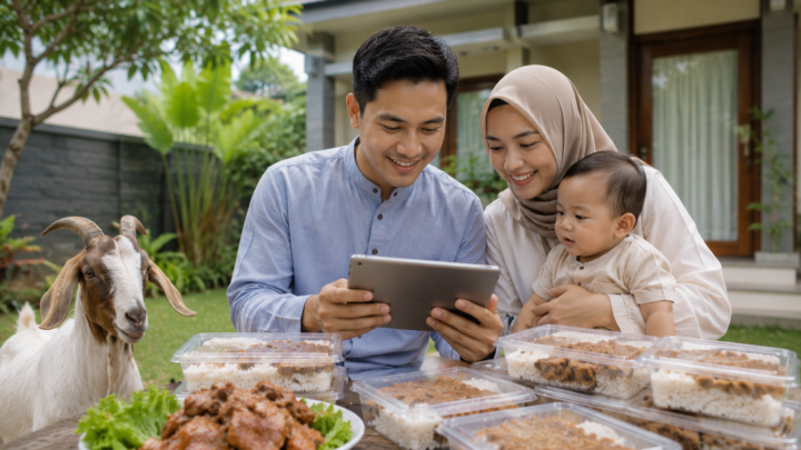 Harga Paket Aqiqah Anak Laki-Laki Murah dengan dua ekor kambing dan nasi box siap dibagikan