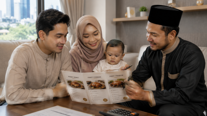 Paket aqiqah Jakarta dengan nasi box, olahan kambing, dan proses penyembelihan sesuai syariat untuk acara aqiqah keluarga