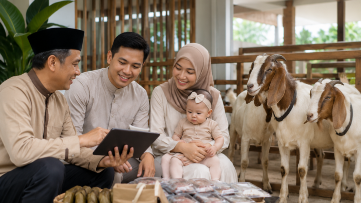 Paket Aqiqah untuk Anak Pertama dengan kambing sehat, hidangan siap saji, dan layanan profesional sesuai syariat Islam.