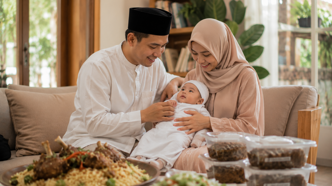 Keluarga Indonesia menggunakan paket aqiqah lengkap
