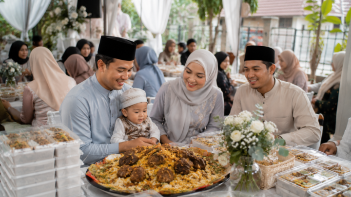 Biaya Aqiqah Anak Laki-Laki 2026 berdasarkan lokasi acara dengan nasi box siap dibagikan di acara keluarga