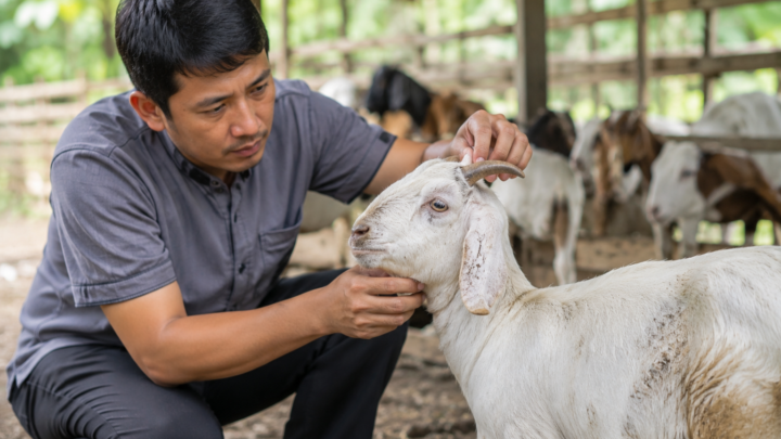 Memilih hewan aqiqah berupa kambing sehat sesuai syariat sebelum proses penyembelihan