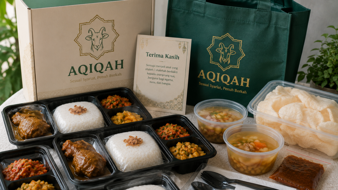 lengkap 2026 dengan kambing, masakan aqiqah, dan nasi box siap dibagikan kepada keluarga