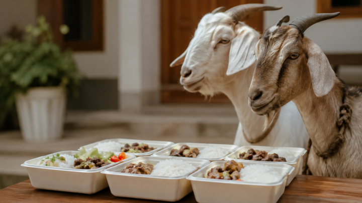 Paket aqiqah 2 kambing untuk anak laki-laki dengan hidangan siap dibagikan dalam nasi box